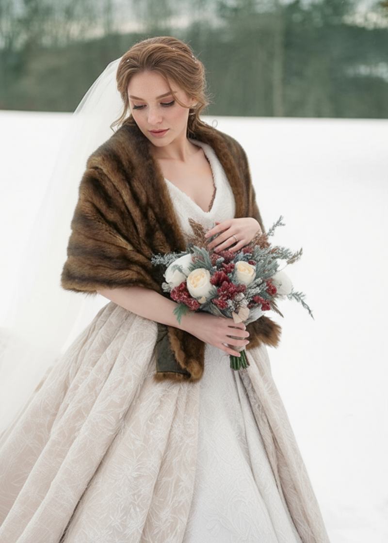 Luxury Real Mink Fur Cape (Mink14)