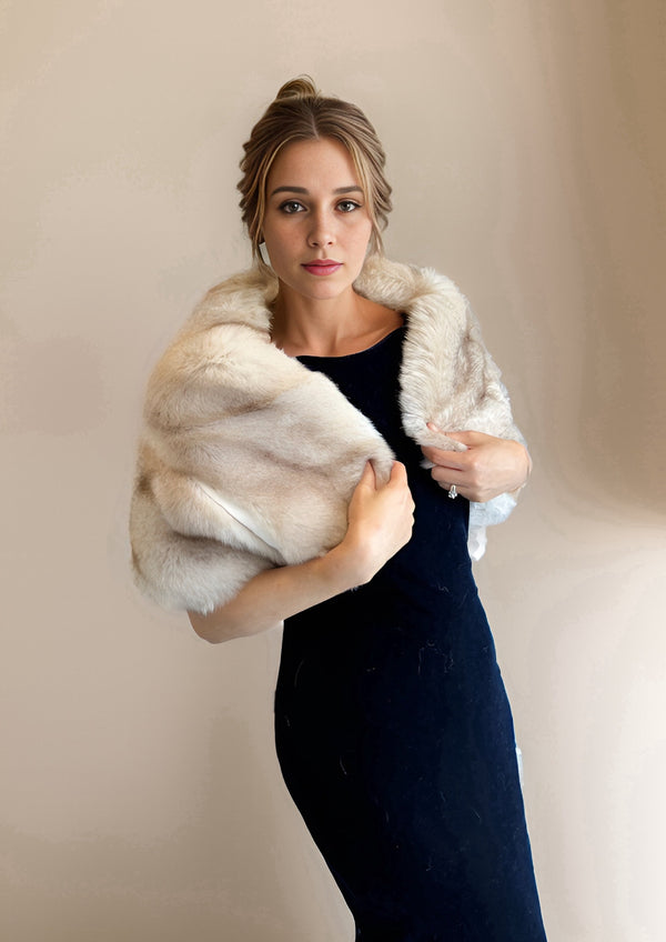 Peach with Black Tips Faux Fur Wrap (Penelope Pea01)