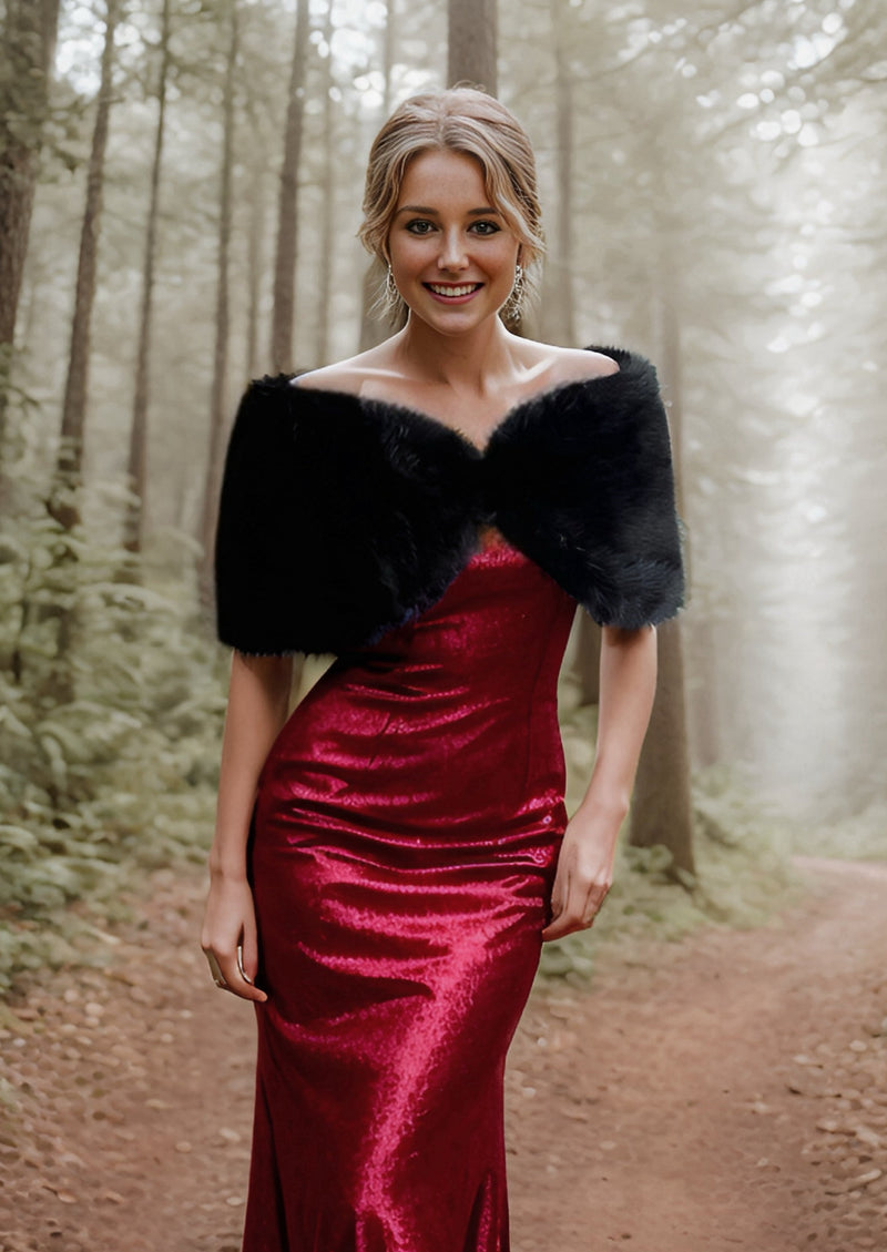 fur wrap for evening dress Style: CRIS Faux Fur Wrap