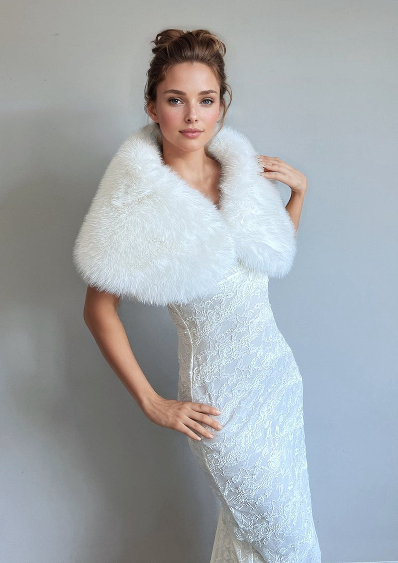 Soft Ivory Faux Fur Wrap (Serena Ivy07)