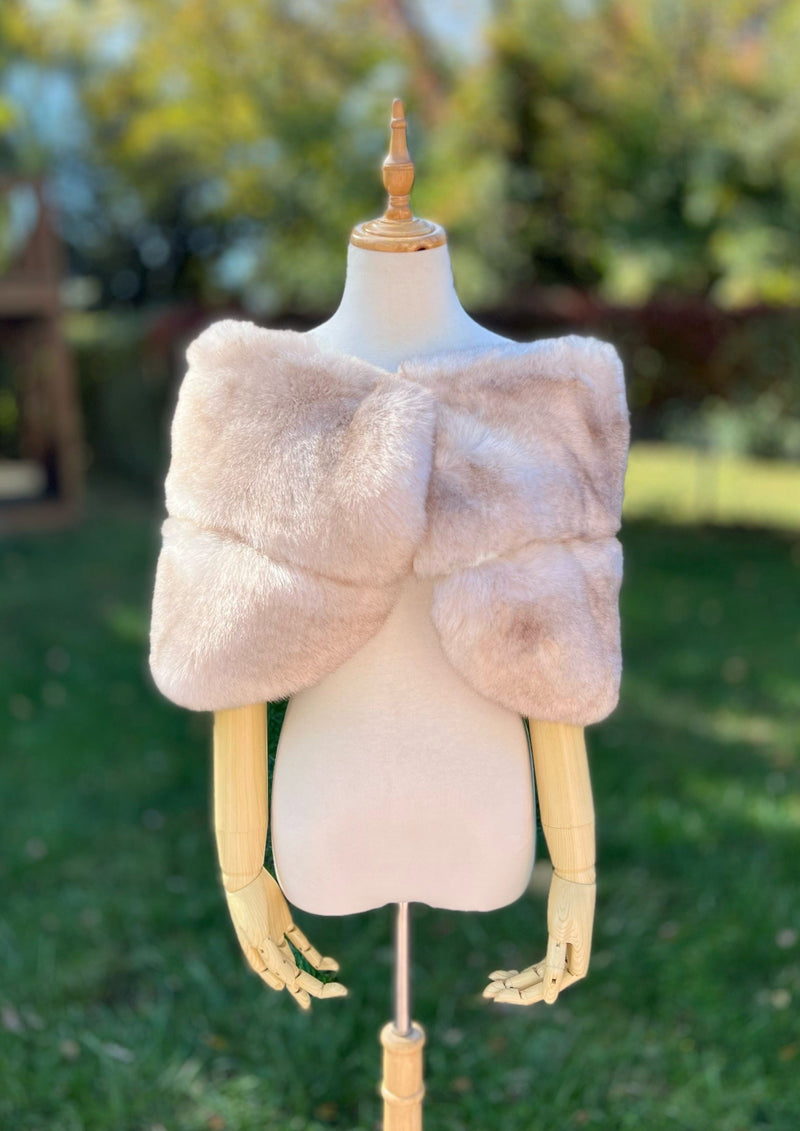 Peach with Black Tips Faux Fur Wrap (Penelope Pea01)