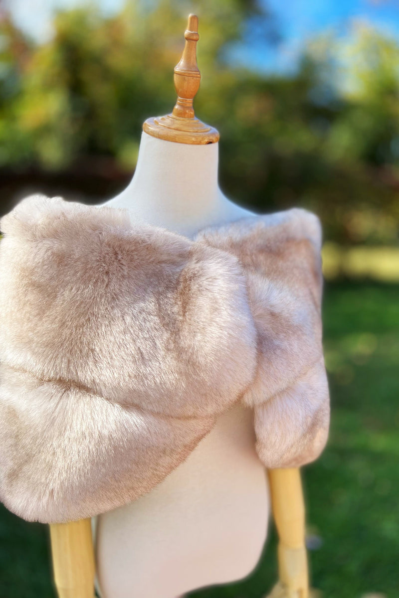 Peach with Black Tips Faux Fur Wrap (Penelope Pea01)