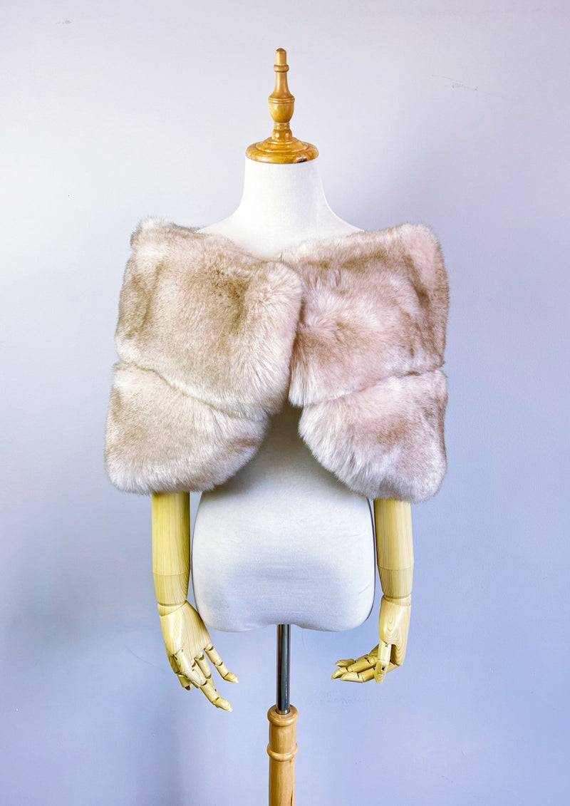 Peach with Black Tips Faux Fur Wrap (Penelope Pea01)