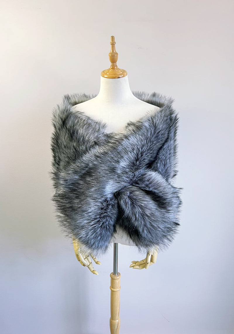 Bridal Dark Grey Fur Shawl (DGry03)