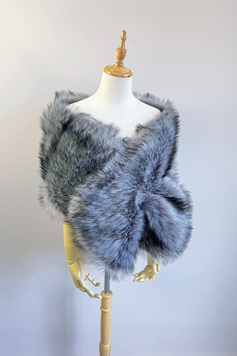 Bridal Dark Grey Fur Shawl (DGry03)