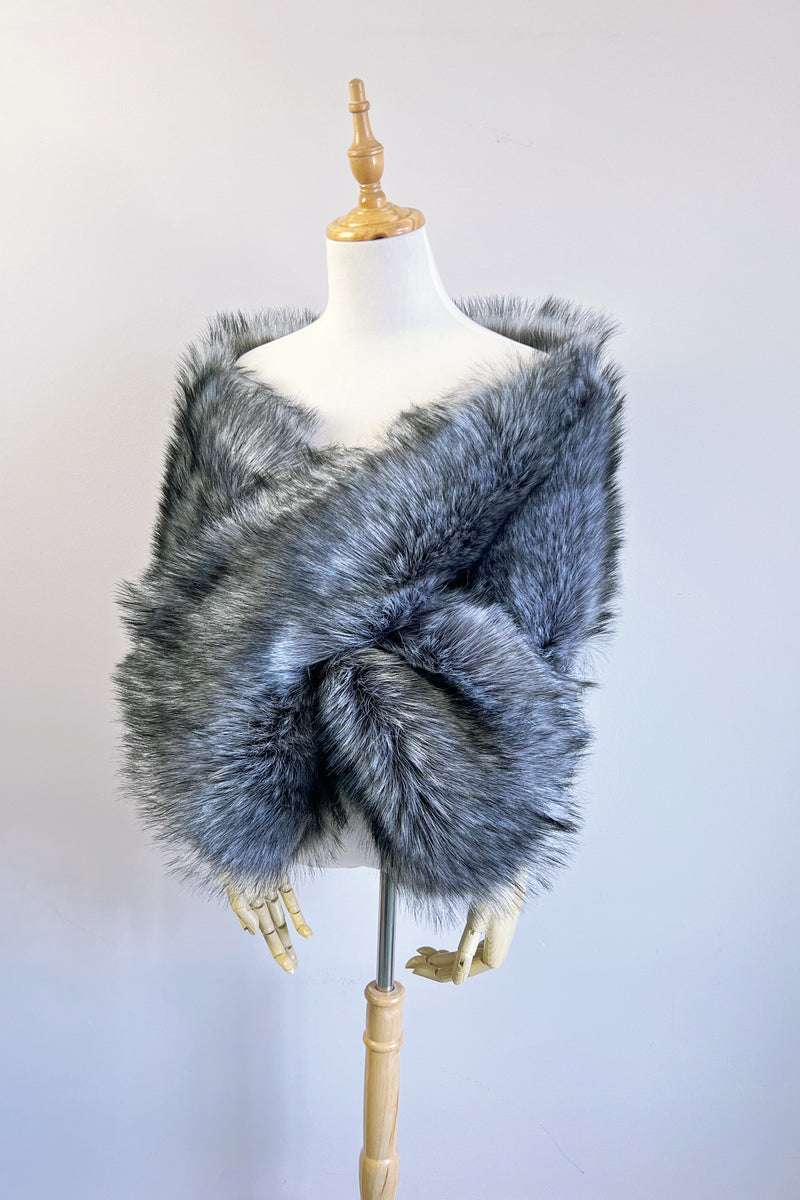 Bridal Dark Grey Fur Shawl (DGry03)