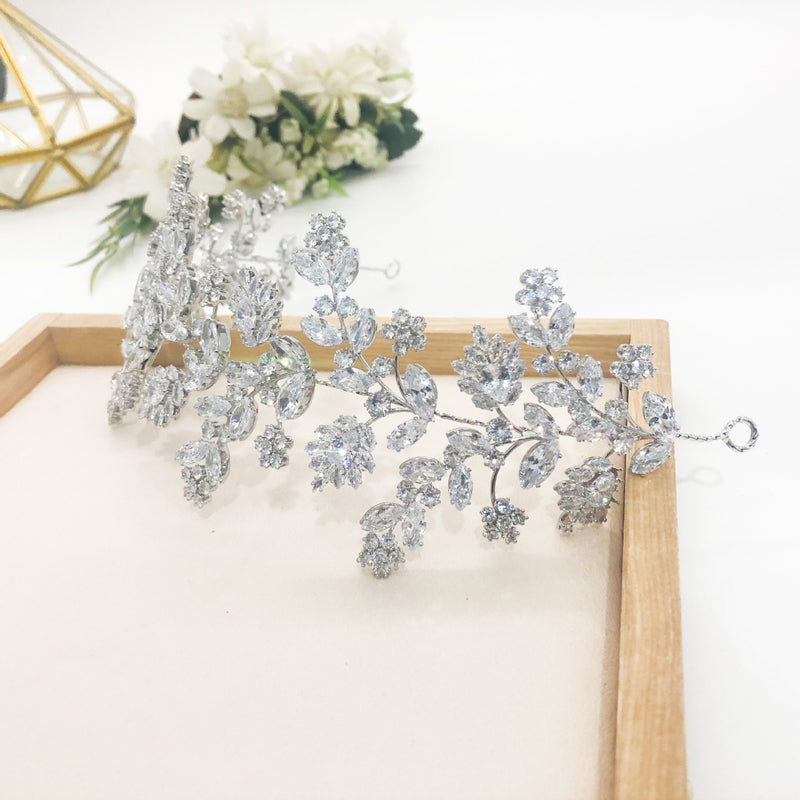 Luxury Bridal Gold/Silver Hair Zircon Wreath (GS0099) - Wholesale
