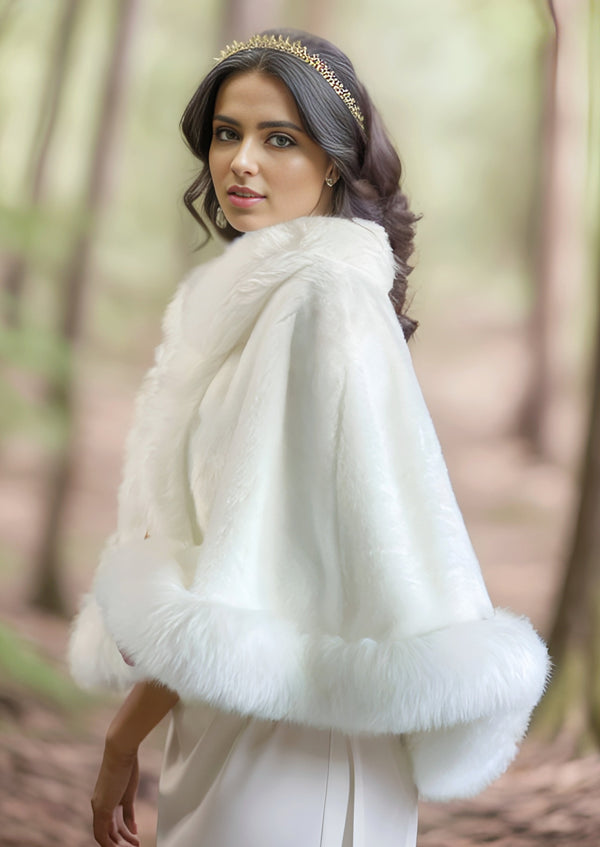 Bridal IVORY / WHITE BRIDAL WEDDING FAUX FUR SHAWLS / WRAPS