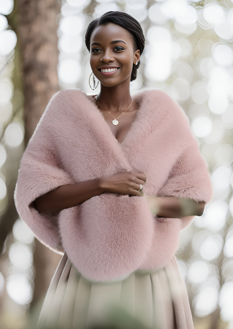 Blush pink 2024 faux fur wrap