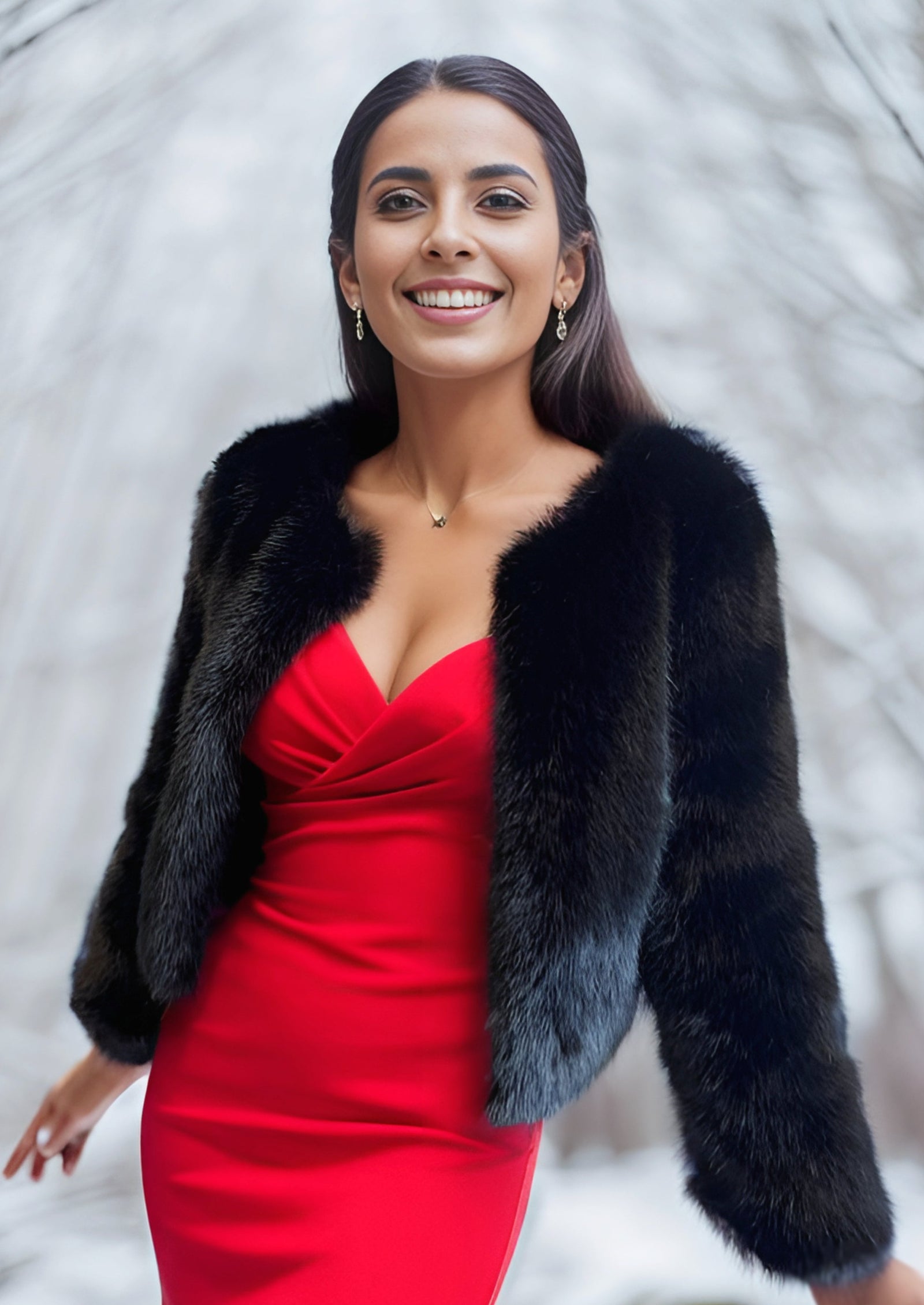 Black Faux Fur Bridal Jacket (Anna Blk07) – Sissily Designs