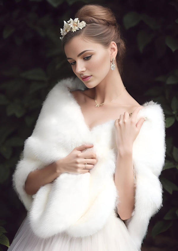 Ivory Bridal Fur Shawl (Butterfly Ivy07)