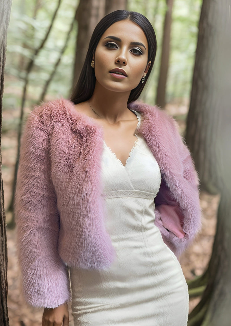 Pink Faux Fur Bridal Jacket (Anna Pin07)