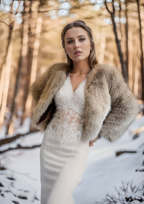 Brown Faux Fur Bridal Jacket (Anna Brw07)