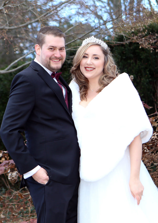 Ivory / White / Blush Fur Shawl (Butterfly Ivy05)