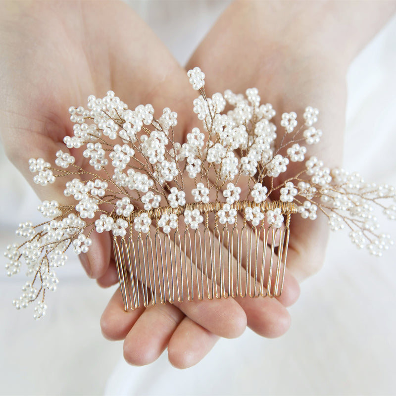 Bridal Rose Gold Pearl Hair Comb