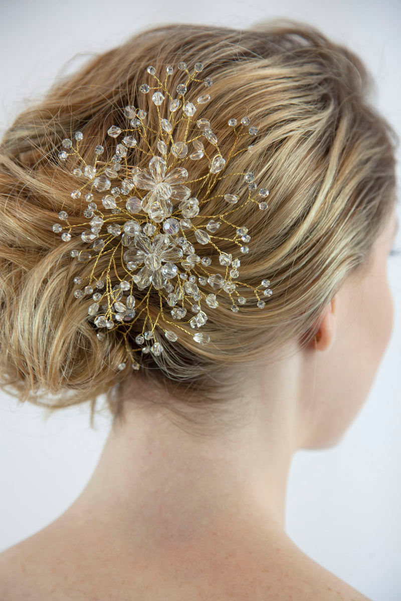 Gold Bridal Flower Hair Comb