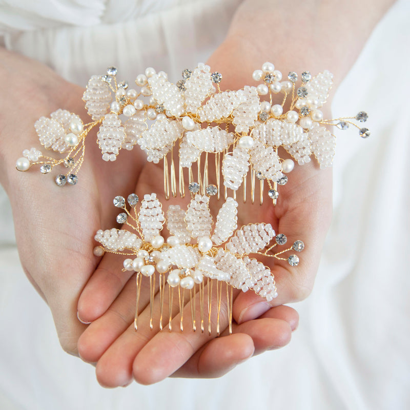 Gold / Silver Pearl Bridal Hair Comb