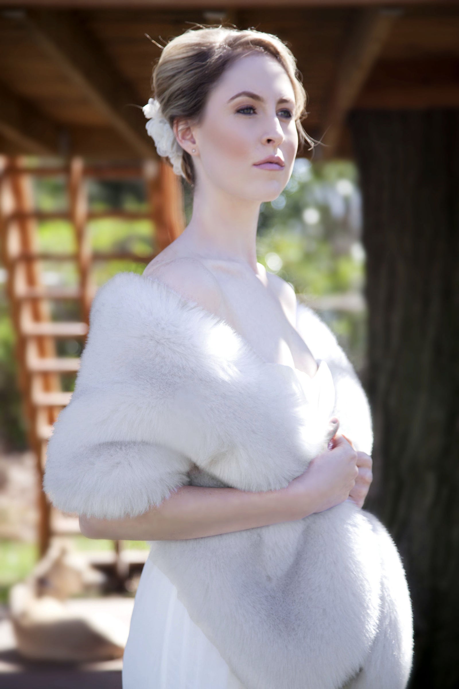 Light Gray Fur Shawl (Lilian SGry01) – Sissily Designs