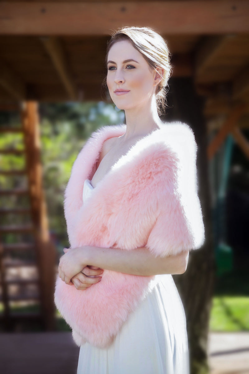 Pink Fur Shawl (Lilian Pin02) - Main Image
