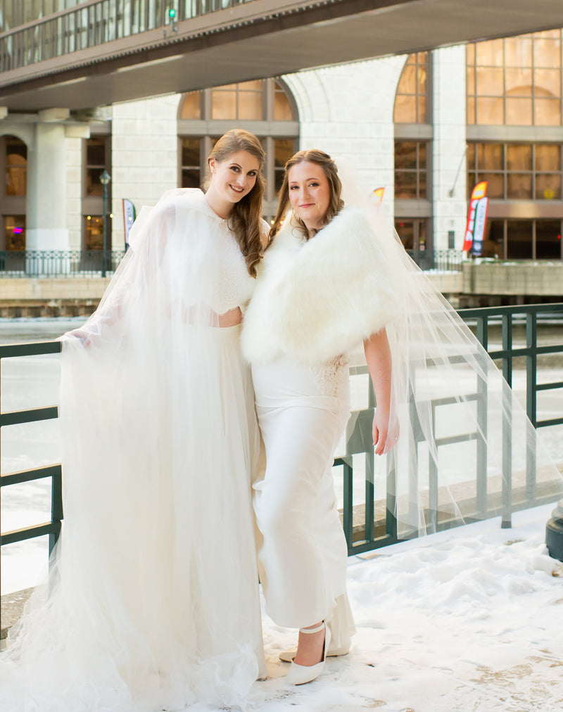 Ivory / White Fur Shawl (Butterfly Ivy03)