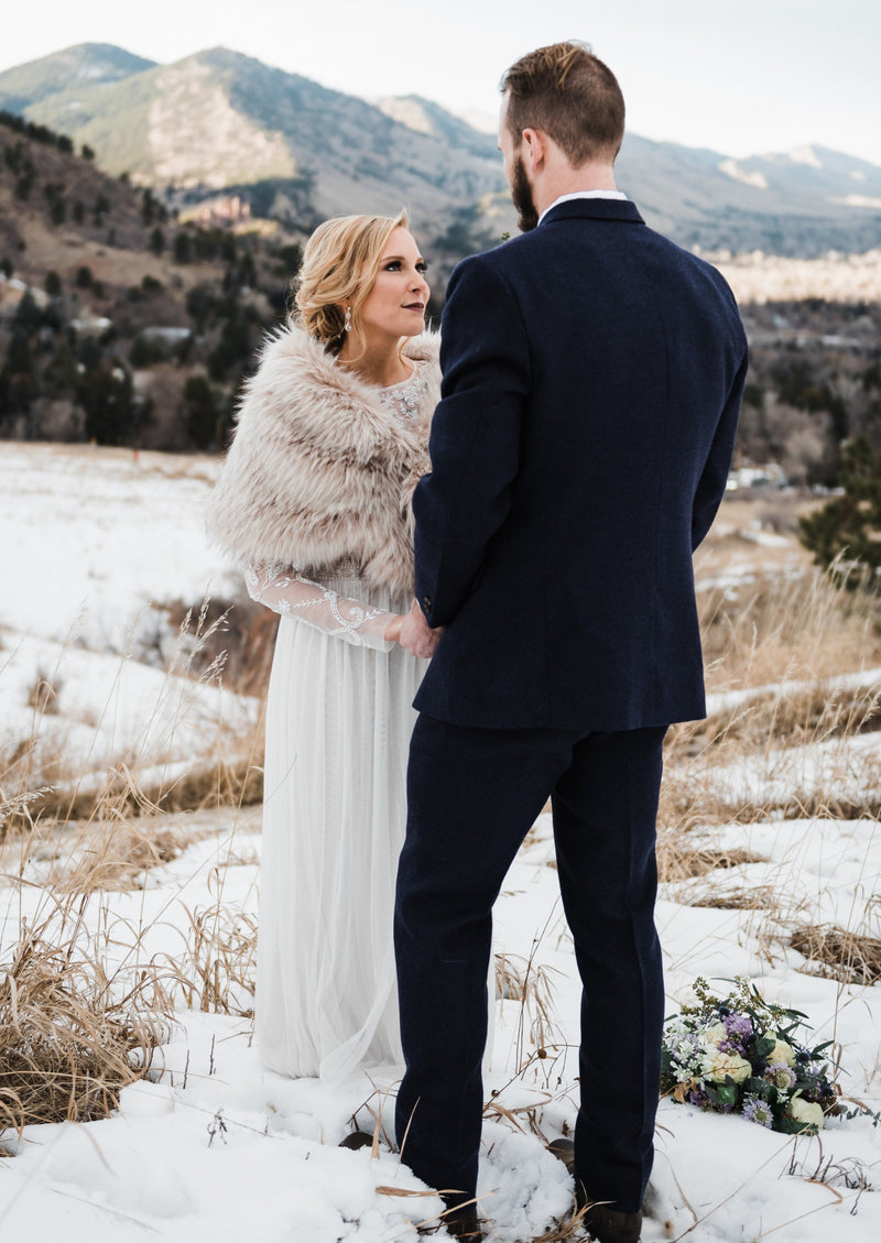 Blush / Beige Fur Shawl (Blair Blu02)