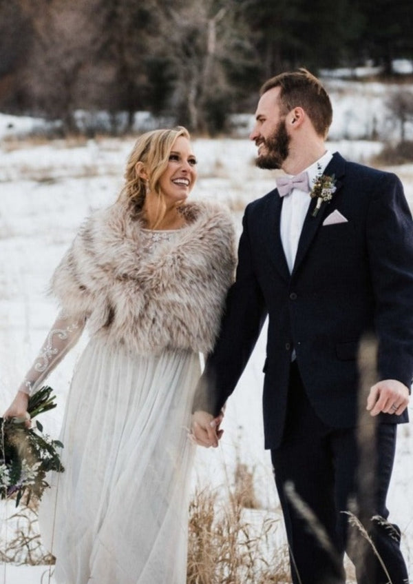 Blush / Beige Fur Shawl (Blair Blu02)