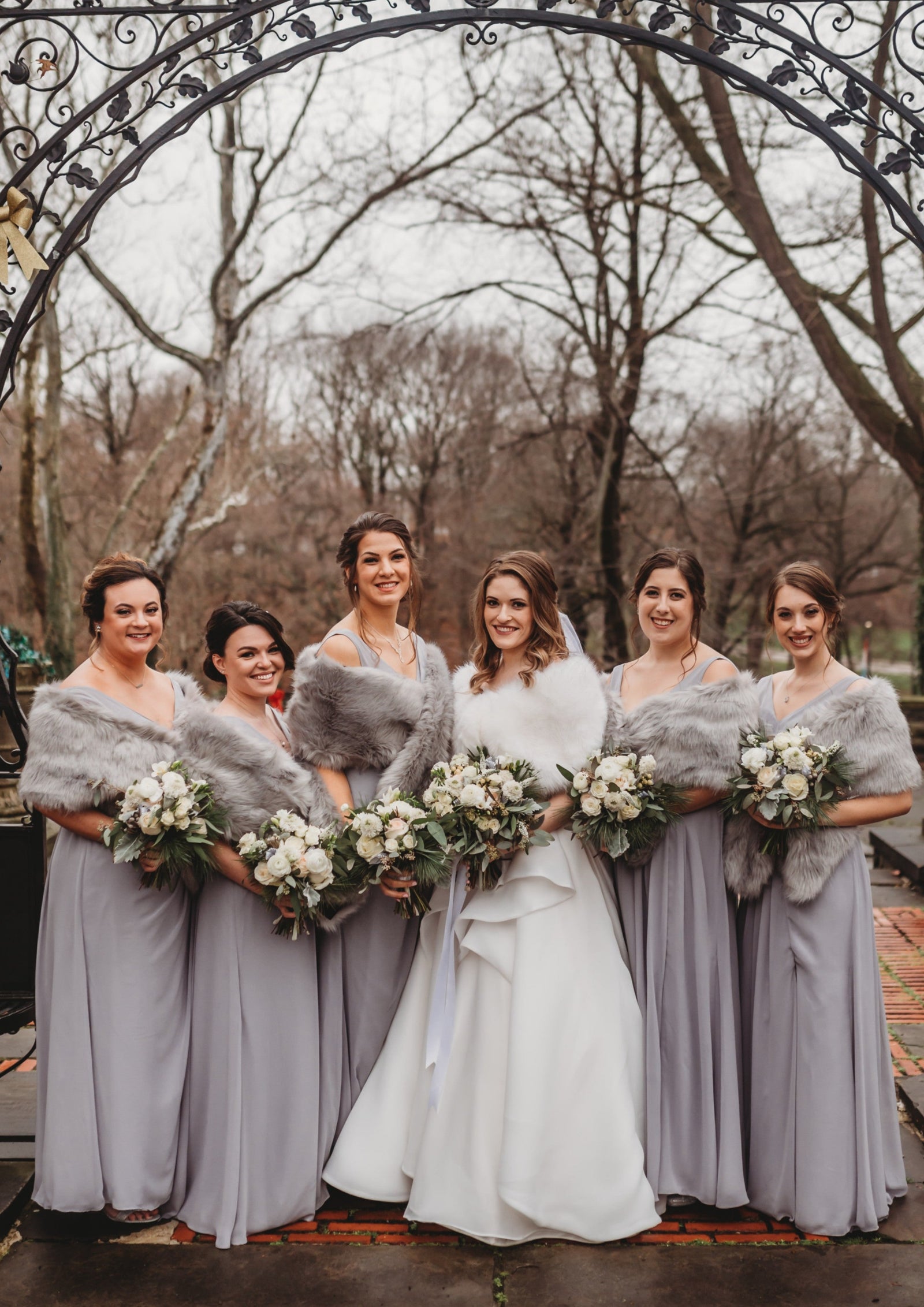Gray Bridesmaids Faxu Fur Shawl (Lilian Gry07) Small