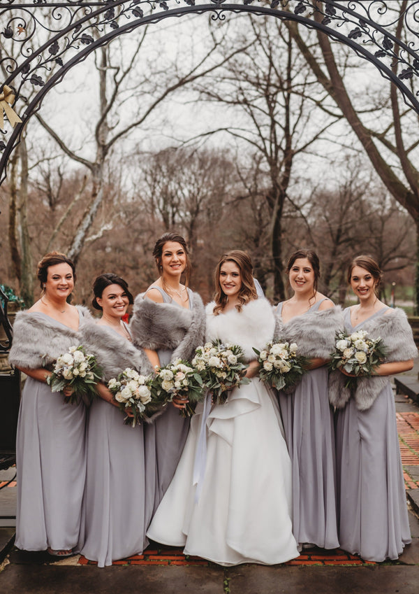 Gray Bridesmaids Faxu Fur Shawl (Lilian Gry07)
