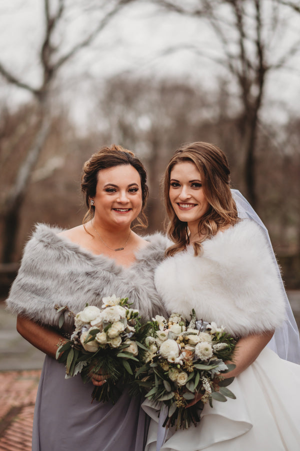 Gray Bridesmaids Faxu Fur Shawl (Lilian Gry07)