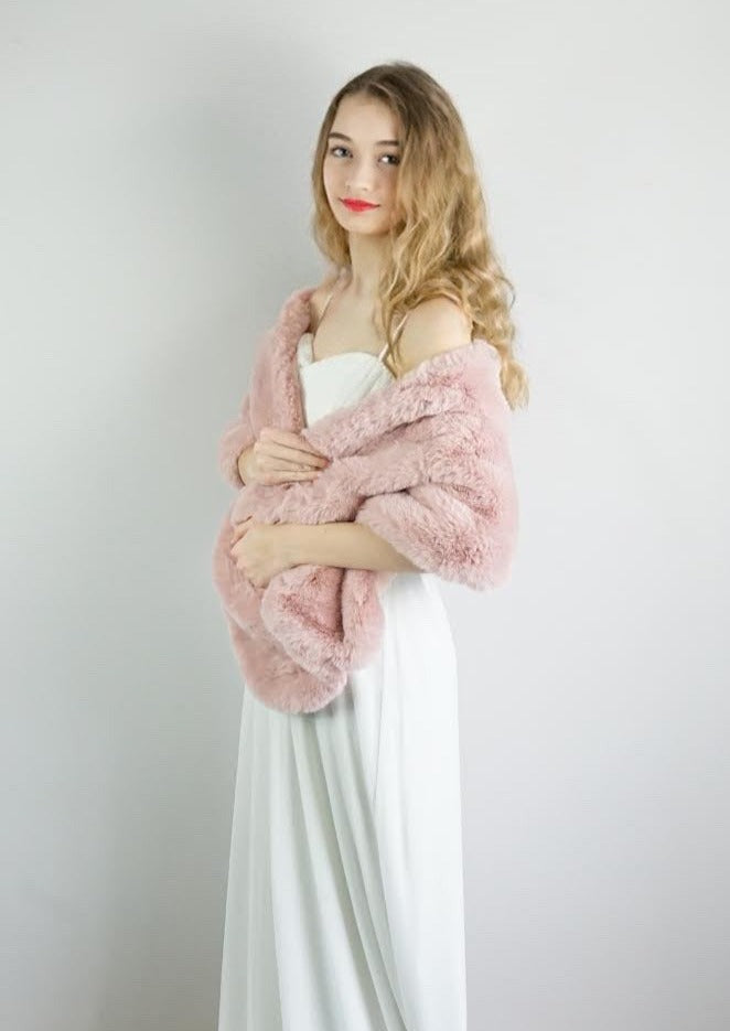 Pink Fur Shawl (Audrey Pin05)