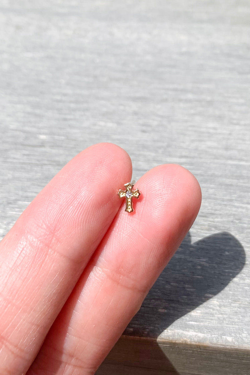 14k gold plated Tiny Cross  Earrings / Bridal Party Gifts