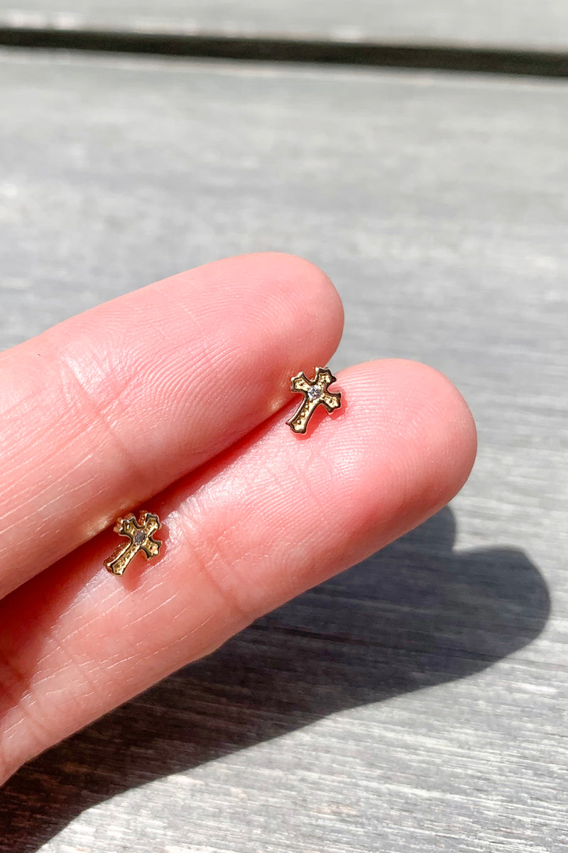 14k gold plated Tiny Cross  Earrings / Bridal Party Gifts