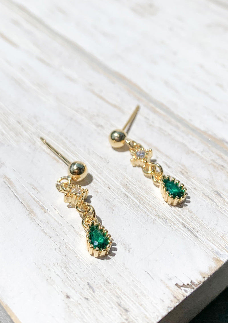 14K Gold Plated Tiny Green natural stone studs earrings / Bridal Party Gifts