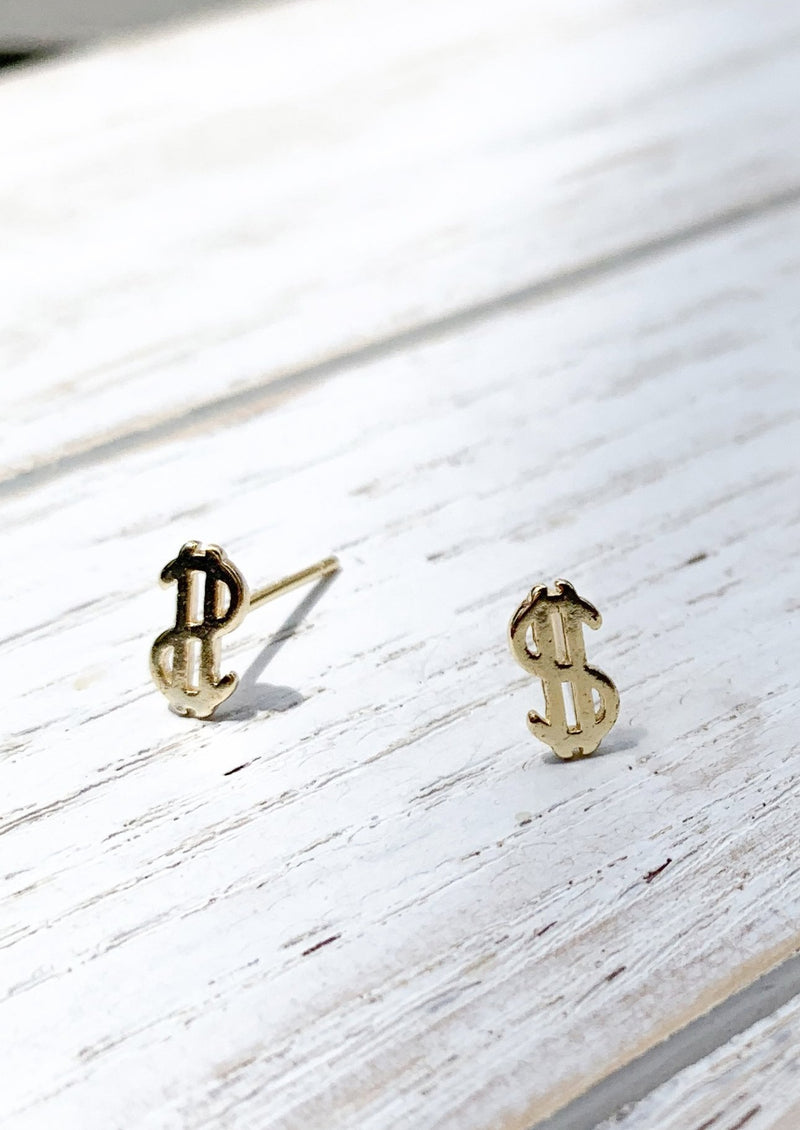 14k gold plated US Dollar Sign Tiny Earrings Bridal Party Gifts