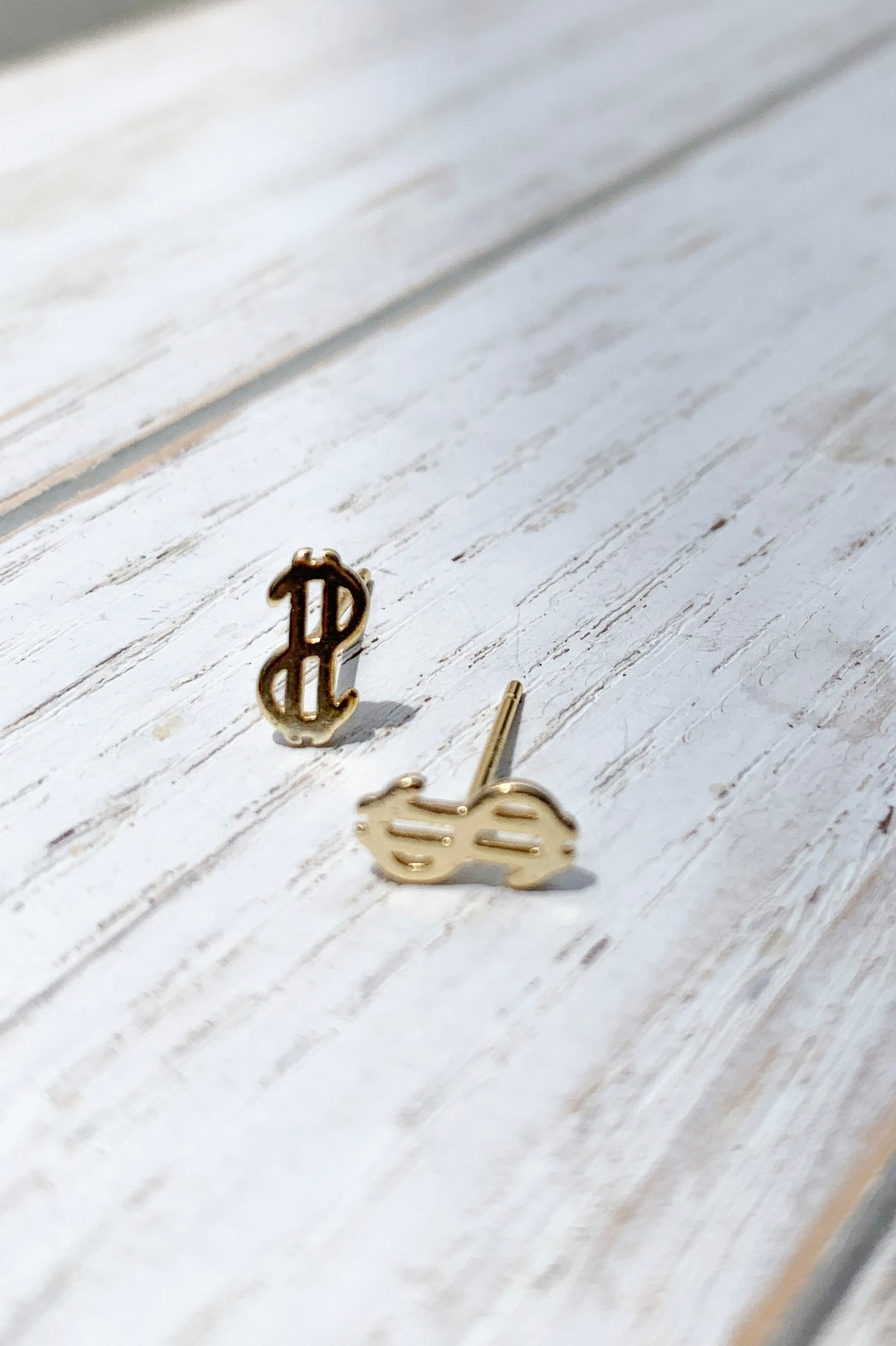 14k gold plated US Dollar Sign Tiny Earrings Bridal Party Gifts