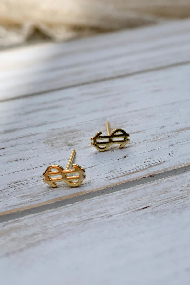 Tiny 9ct Gold Earrings - Infinity Symbol - Louy Magroos
