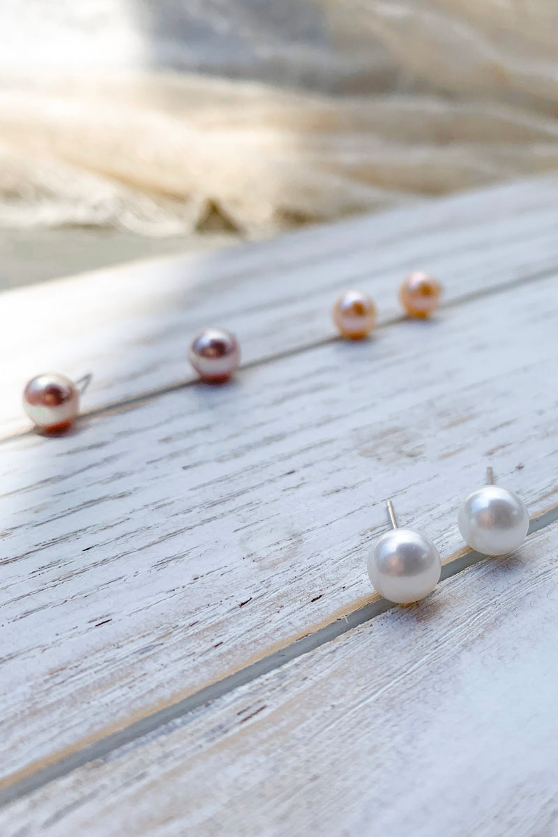 7mm Fresh water pearl studs earrings / Bridal Party Gifts