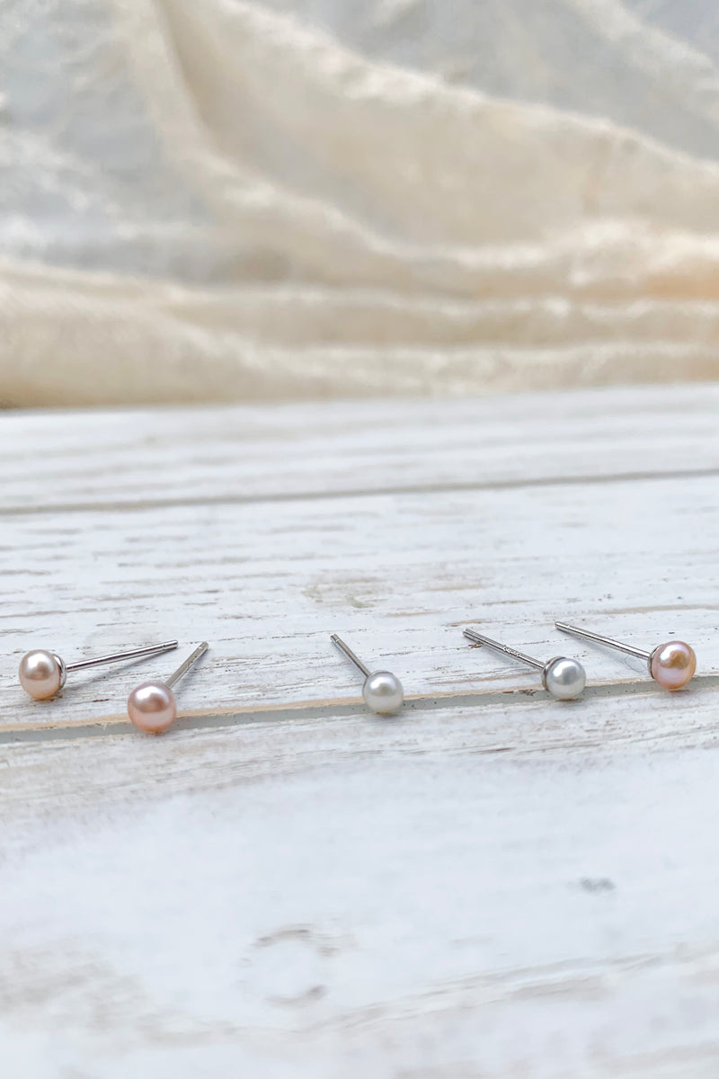 3mm Fresh water pearl studs earrings / Bridal Party Gifts