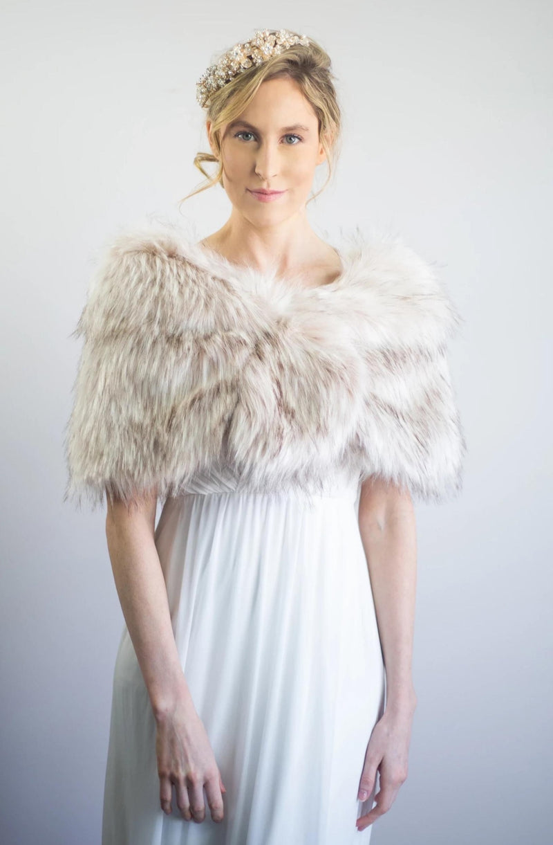 Blush / Beige Fur Shawl (Blair Blu02)