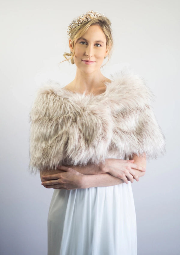 Blush / Beige Fur Shawl (Blair Blu02)