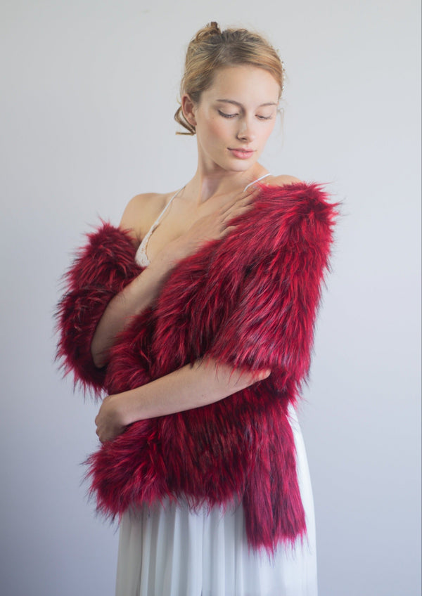 Red Fur Shawl (Lilian Red02)