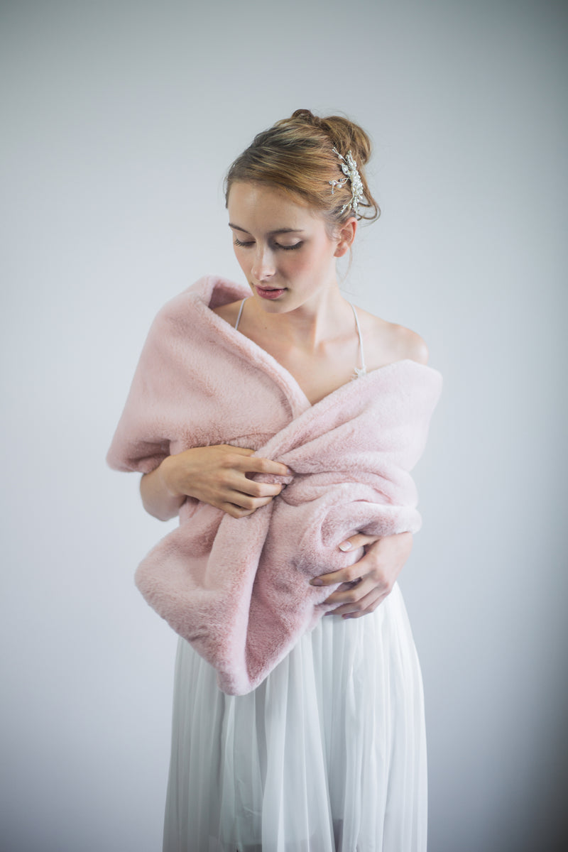 Pink Double Side Fur Shawl (Jenny Pin05)