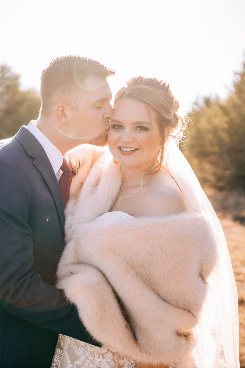 Blush / Beige Fur Shawl (Butterfly Blu03)