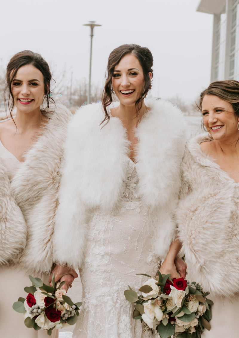 Ivory Faux Fur Bridal Jacket (Anna Ivy07) Large / Faux Rabbit Fur Ivory Faux Fur Bridal Jacket (Anna Ivy07) Large / Faux Rabbit Fur