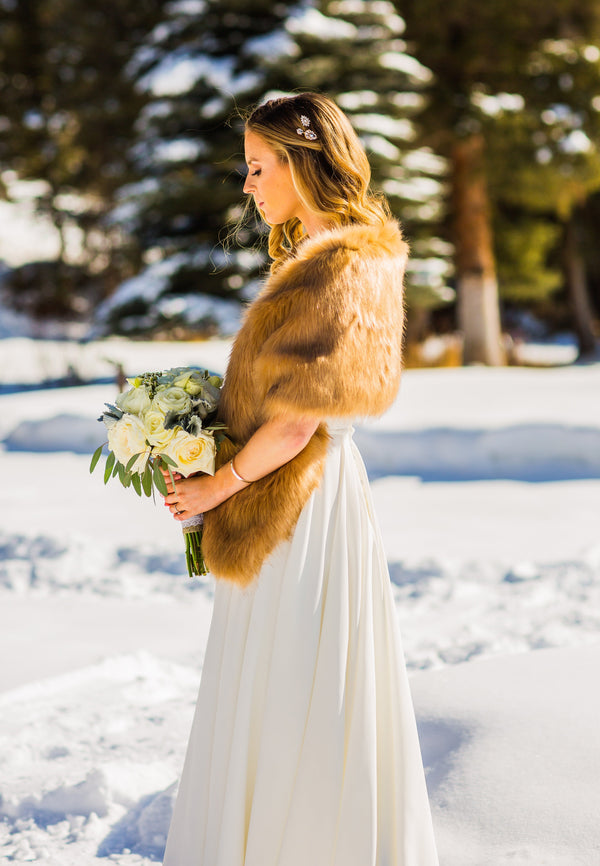 Honey Brown Fur Shawl (Lilian LBrw03)