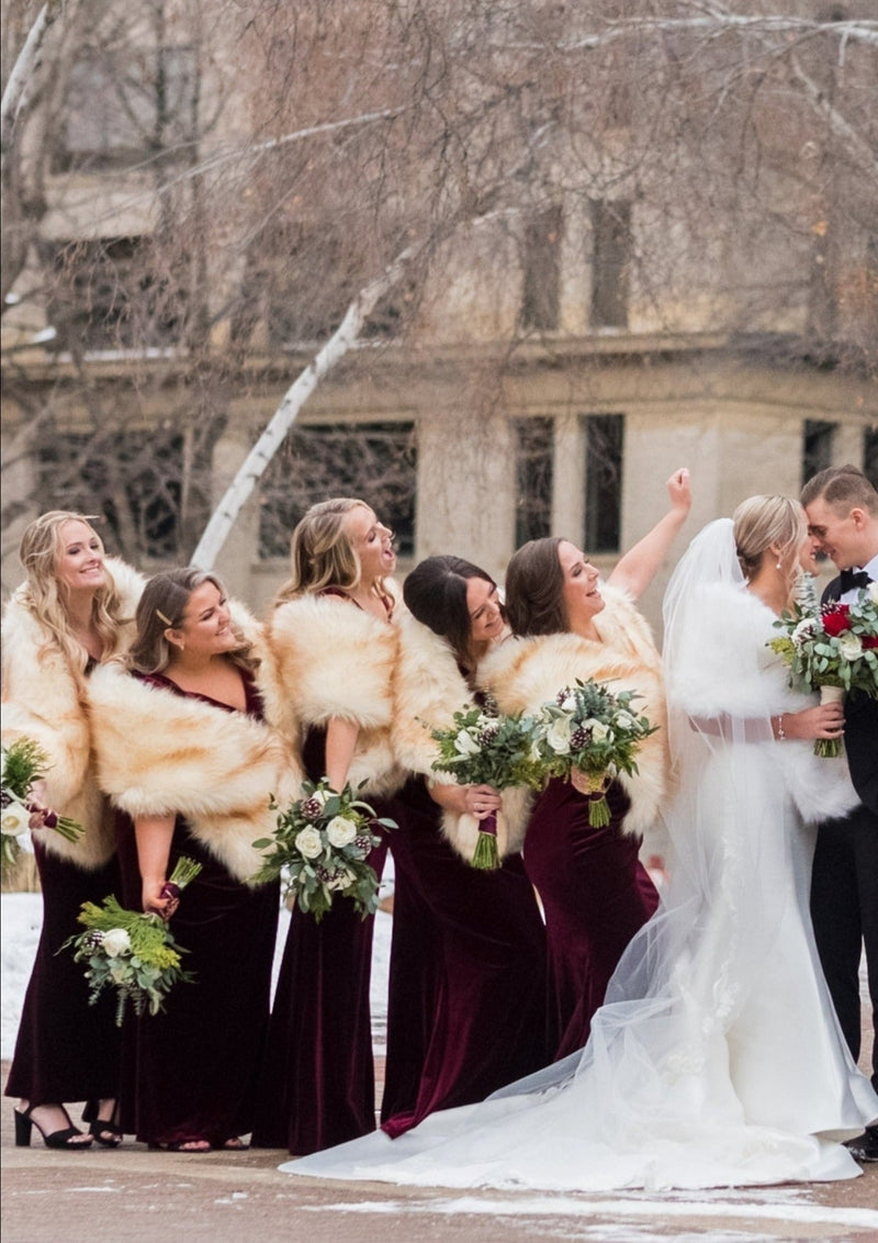 Champagne Fur Shrug Wedding Ivory Champagne Wrap Bridal Fur Wrap