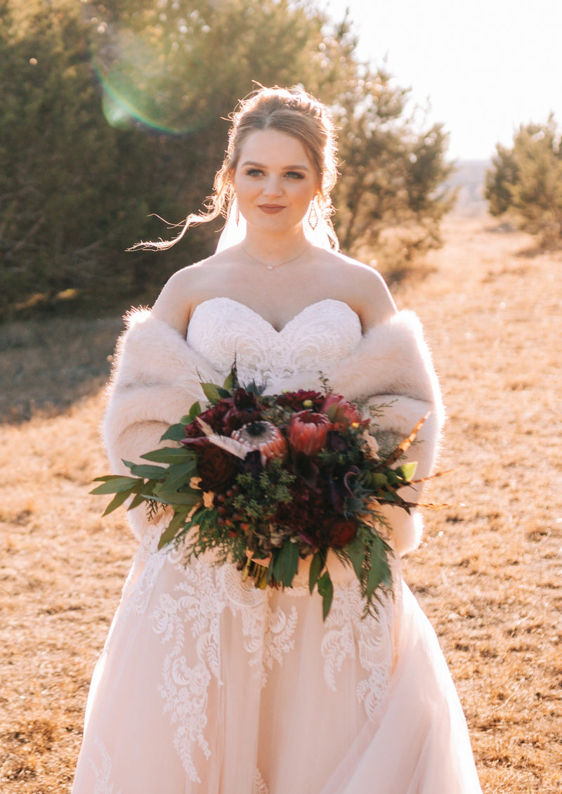 Blush / Beige Fur Shawl (Butterfly Blu03)