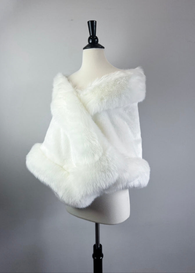 Ivory Bridal Fur Shawl (Butterfly Wht01)