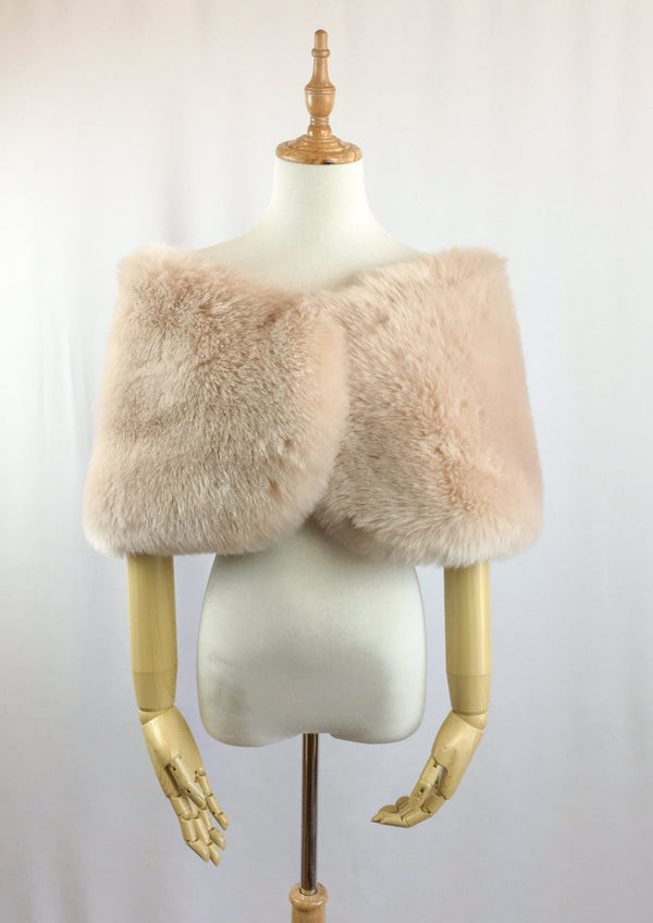 Blush / Beige Fur Wrap (Serena Blu01)