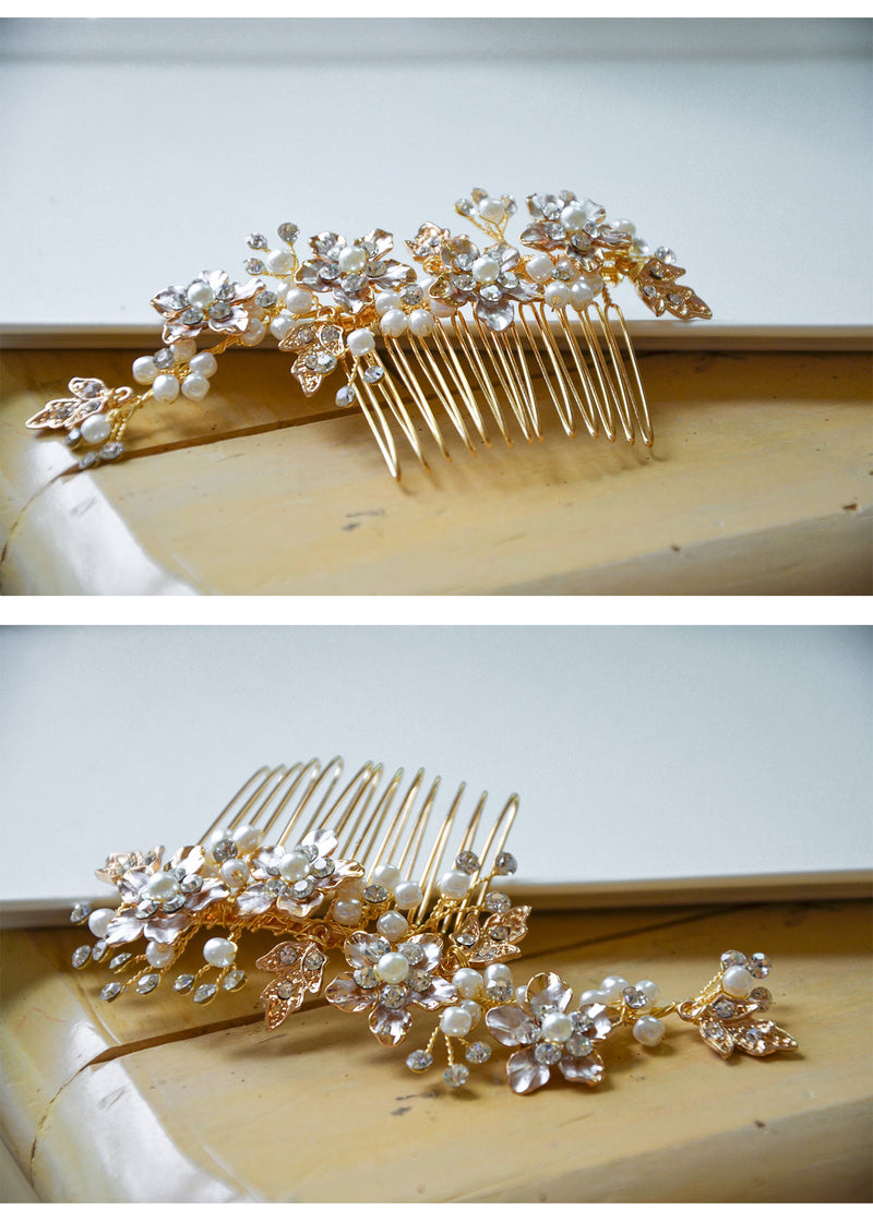 Bridal Gold Hair Comb /  Bridal Hair Piece